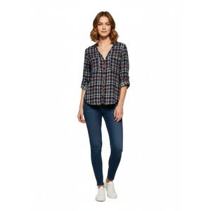 Forever 21 Plaid V-Neck Button Down Shirt XS